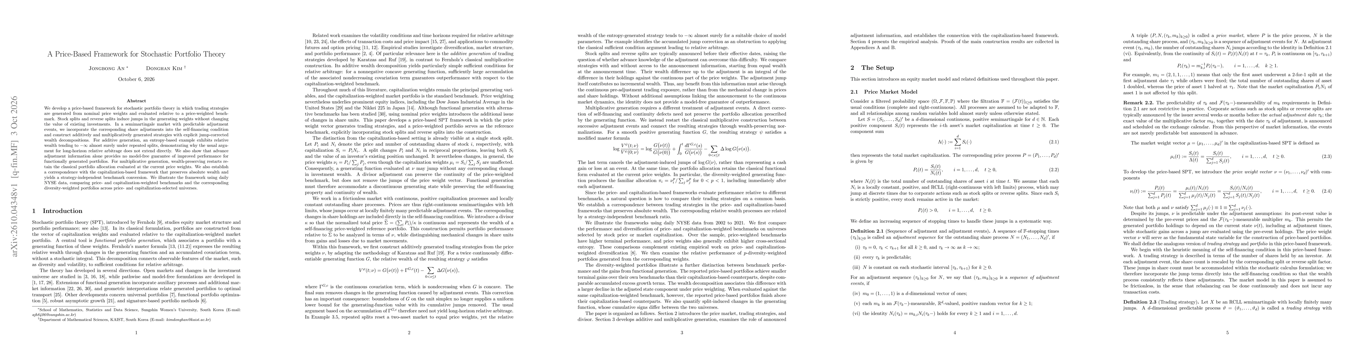 Thumbnail for A Price-Based Framework for Stochastic Portfolio Theory