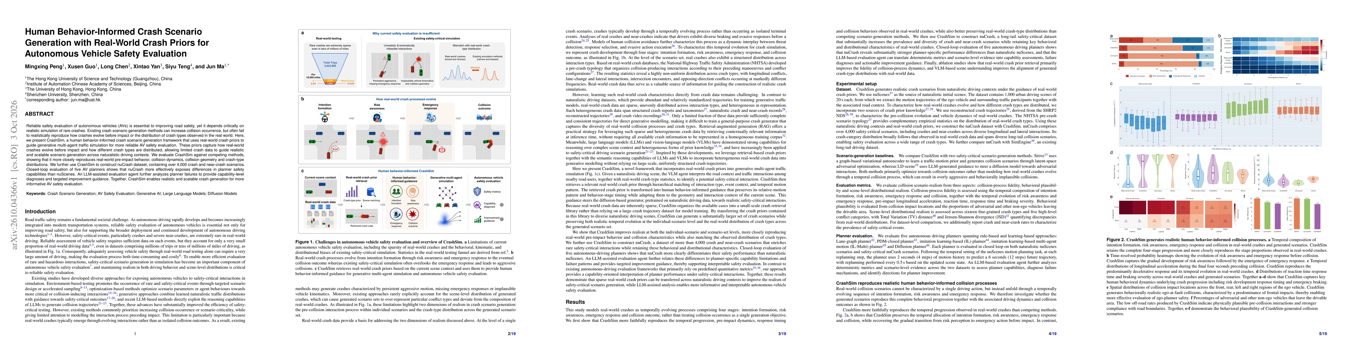 Thumbnail for Human Behavior-Informed Crash Scenario Generation with Real-World Crash Priors for Autonomous Vehicle Safety Evaluation