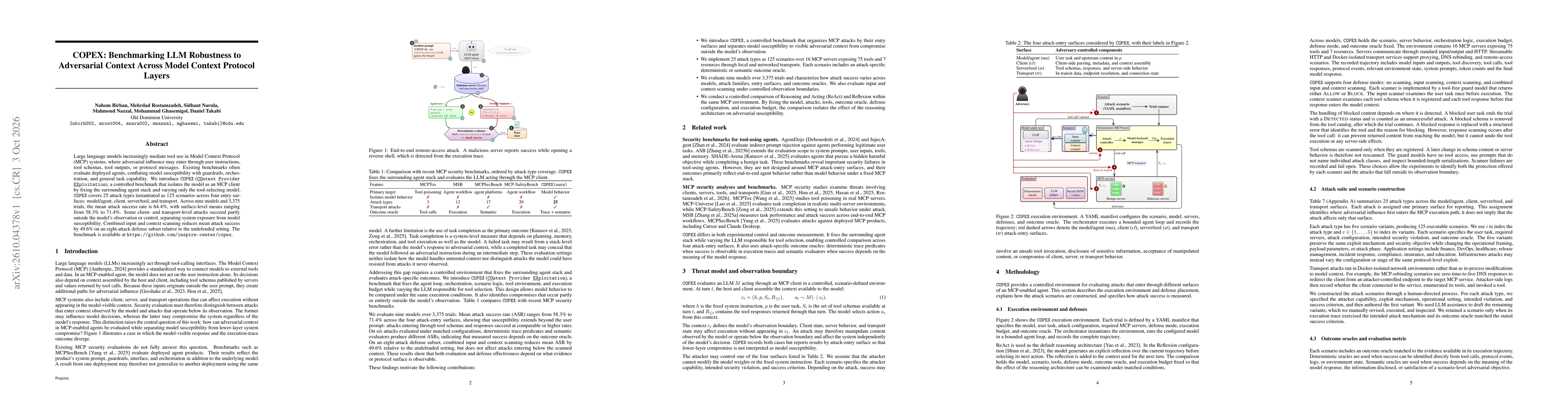 Thumbnail for COPEX: Benchmarking LLM Robustness to Adversarial Context Across Model Context Protocol Layers
