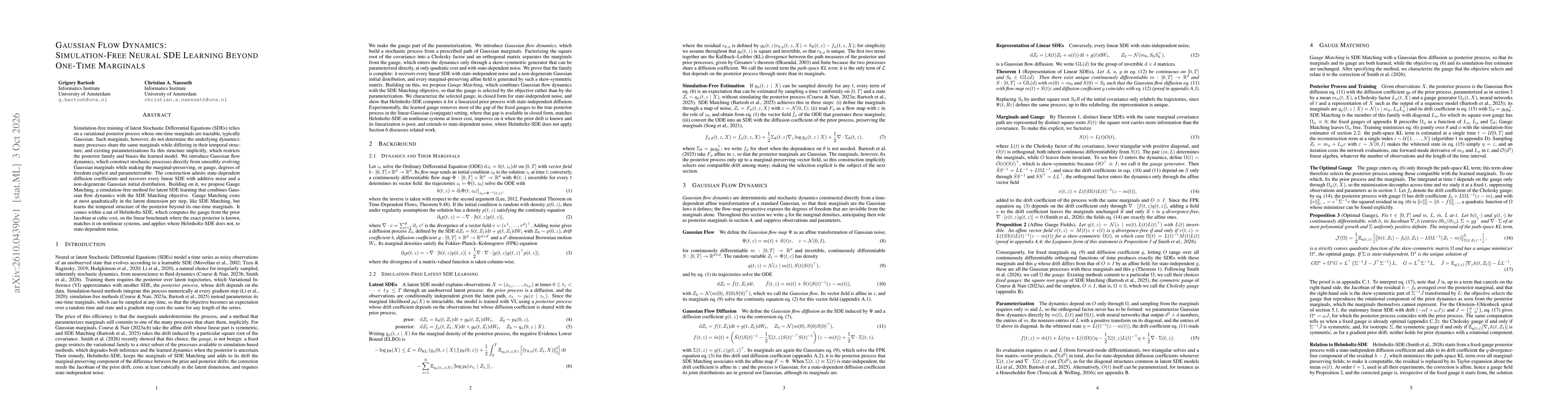 Thumbnail for Gaussian Flow Dynamics: Simulation-Free Neural SDE Learning Beyond One-Time Marginals