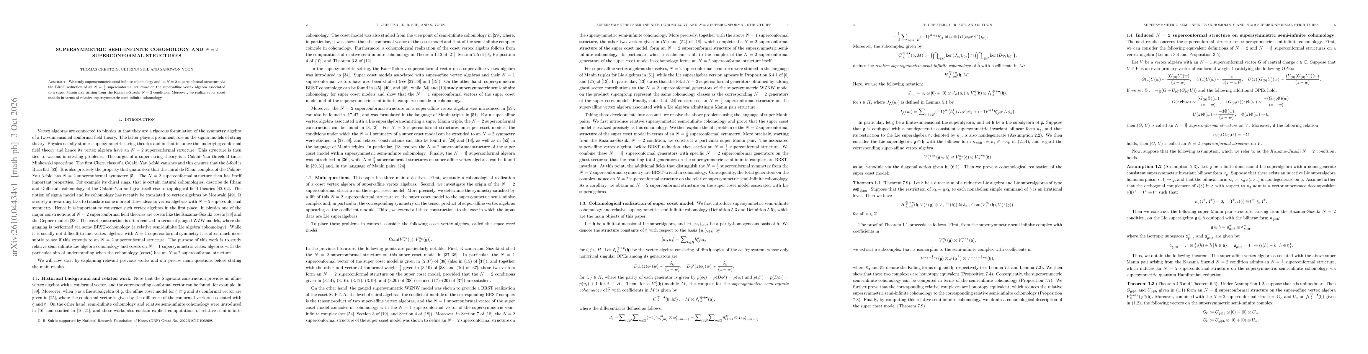 Thumbnail for Supersymmetric semi--infinite cohomology and $N = 2$ superconformal structures