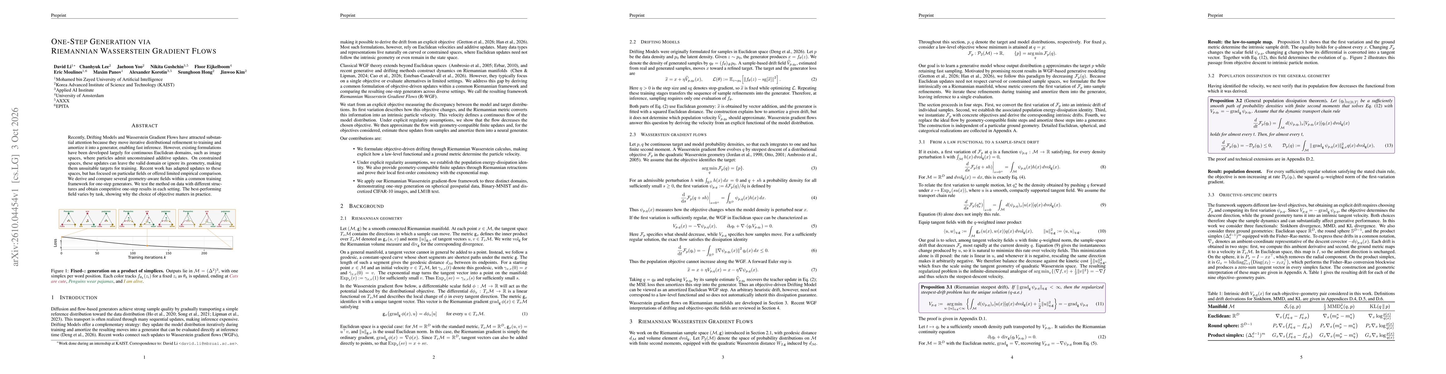 Thumbnail for One-Step Generation via Riemannian Wasserstein Gradient Flows