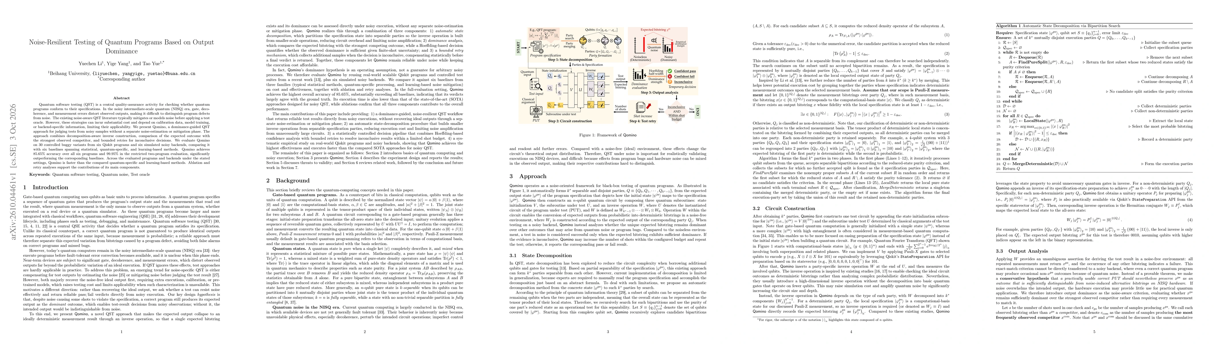 Thumbnail for Noise-Resilient Testing of Quantum Programs Based on Output Dominance