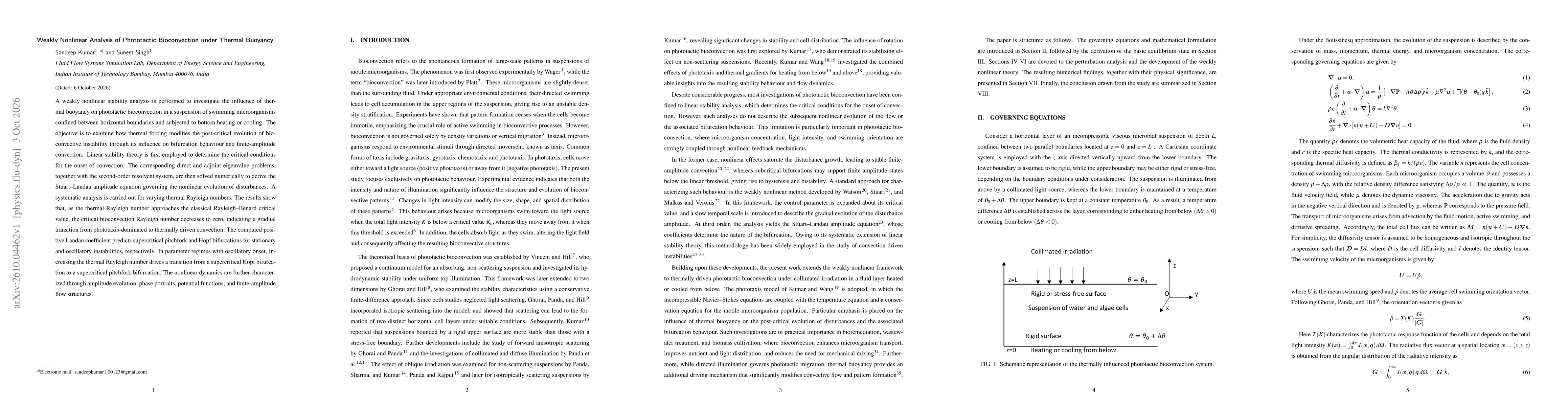 Thumbnail for Weakly Nonlinear Analysis of Phototactic Bioconvection under Thermal Buoyancy