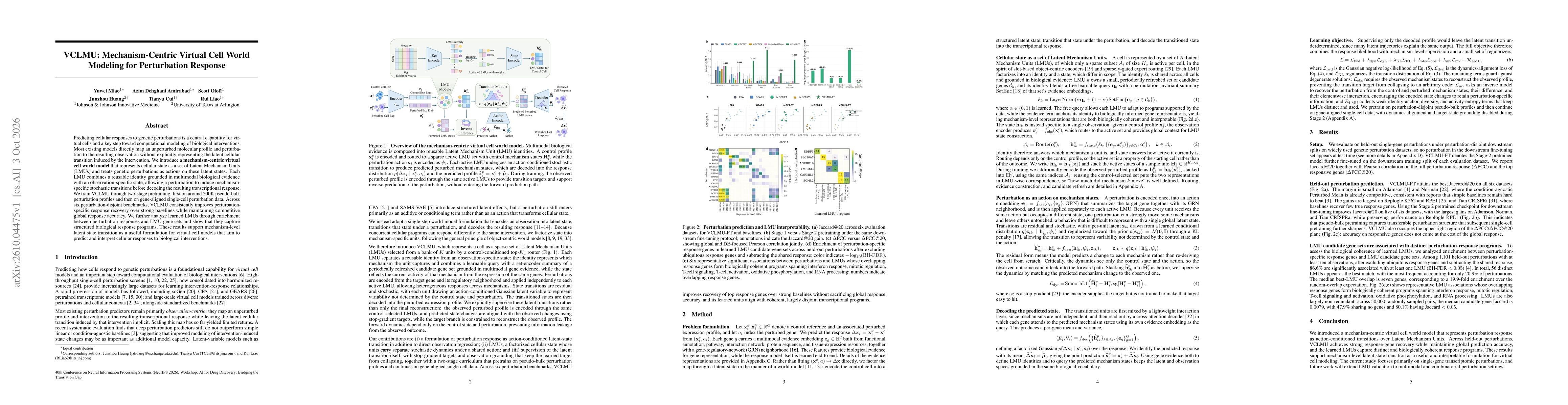 Thumbnail for VCLMU: Mechanism-Centric Virtual Cell World Modeling for Perturbation Response