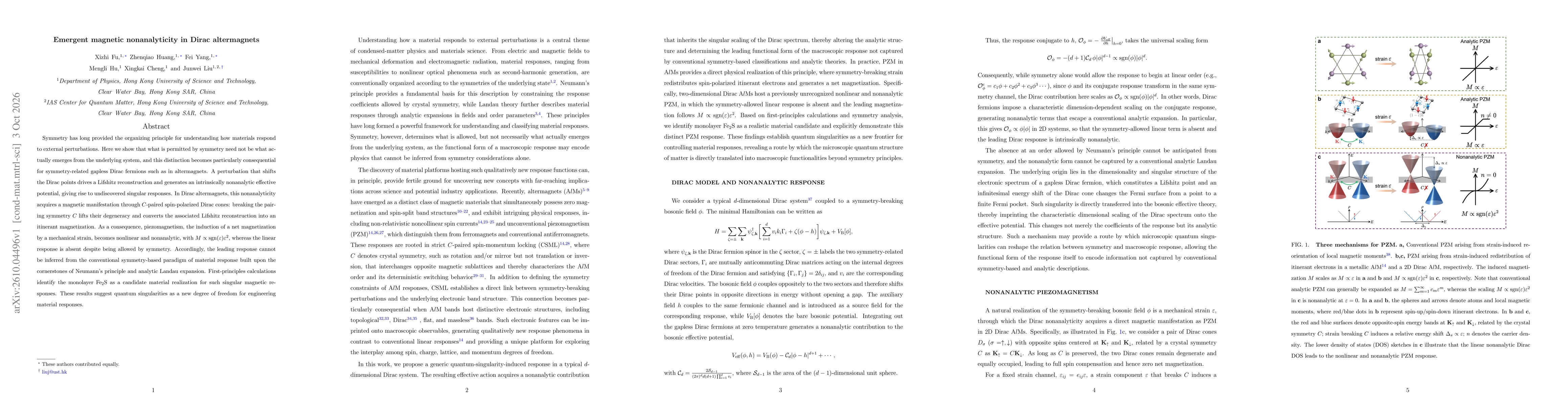 Thumbnail for Emergent magnetic nonanalyticity in Dirac altermagnets