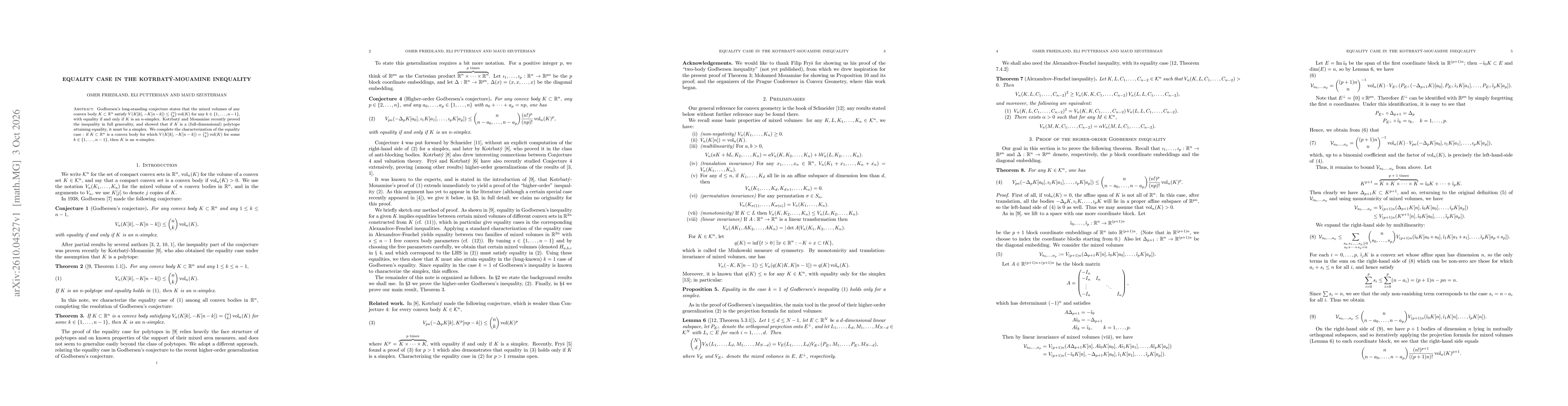 Thumbnail for Equality case in the Kotrbatý-Mouamine inequality