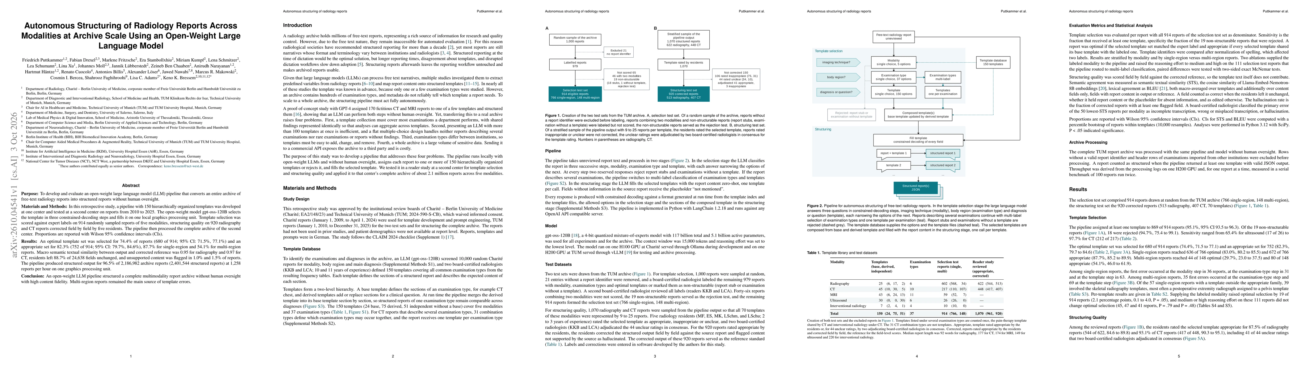 Thumbnail for Autonomous Structuring of Radiology Reports Across Modalities at Archive Scale Using an Open-Weight Large Language Model