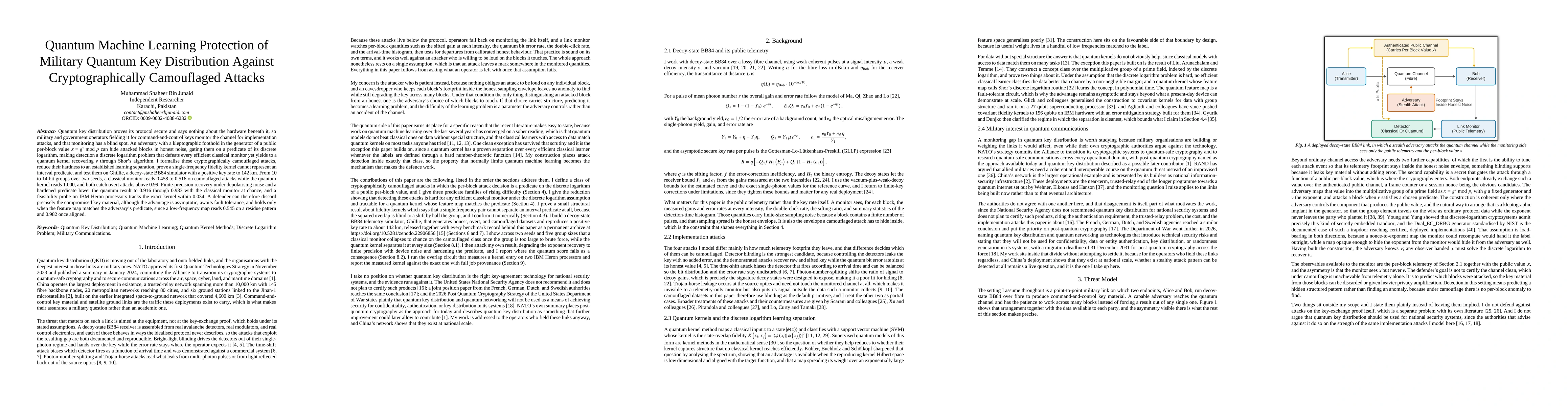Thumbnail for Quantum Machine Learning Protection of Military Quantum Key Distribution Against Cryptographically Camouflaged Attacks