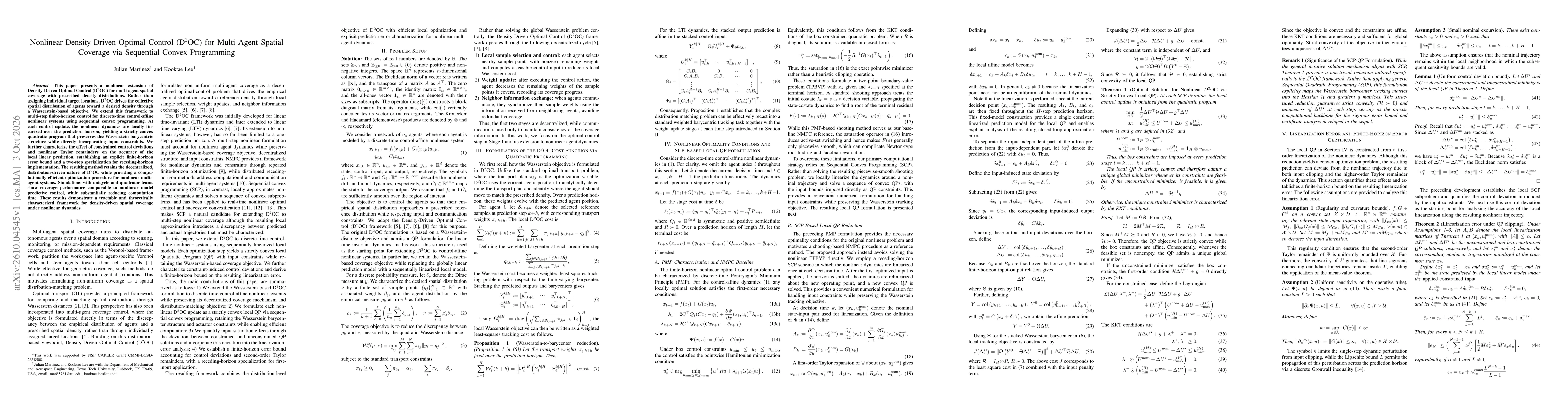 Thumbnail for Nonlinear Density-Driven Optimal Control (D2OC) for Multi-Agent Spatial Coverage via Sequential Convex Programming