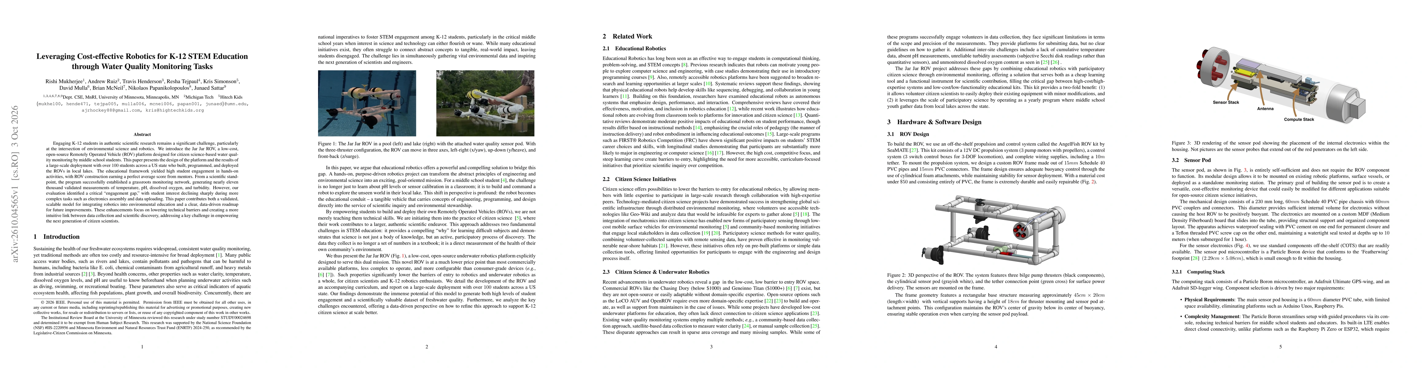 Thumbnail for Leveraging Cost-effective Robotics for K-12 STEM Education through Water Quality Monitoring Tasks