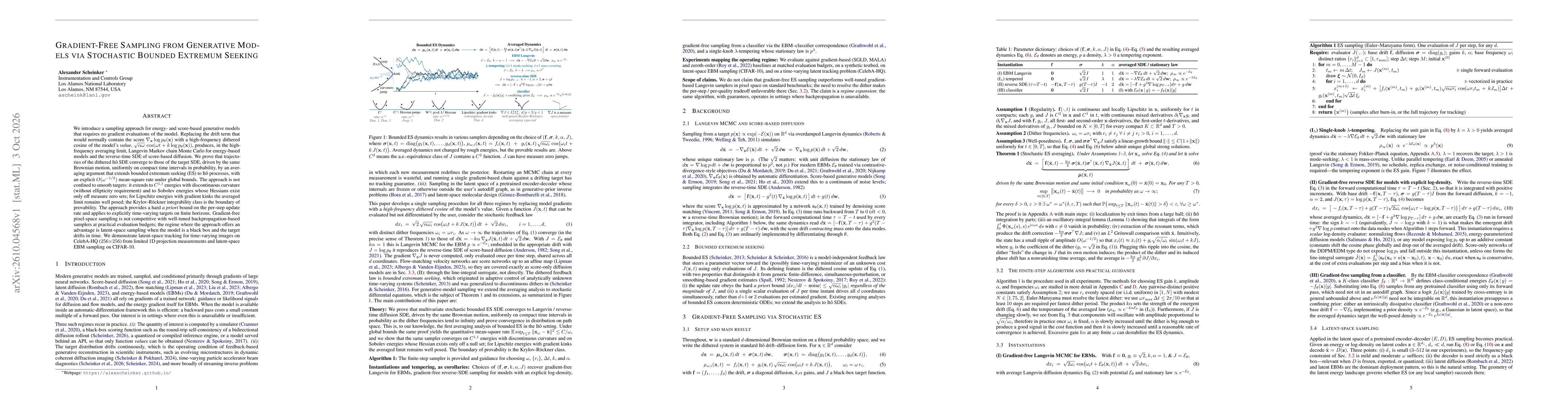 Thumbnail for Gradient-Free Sampling from Generative Models via Stochastic Bounded Extremum Seeking