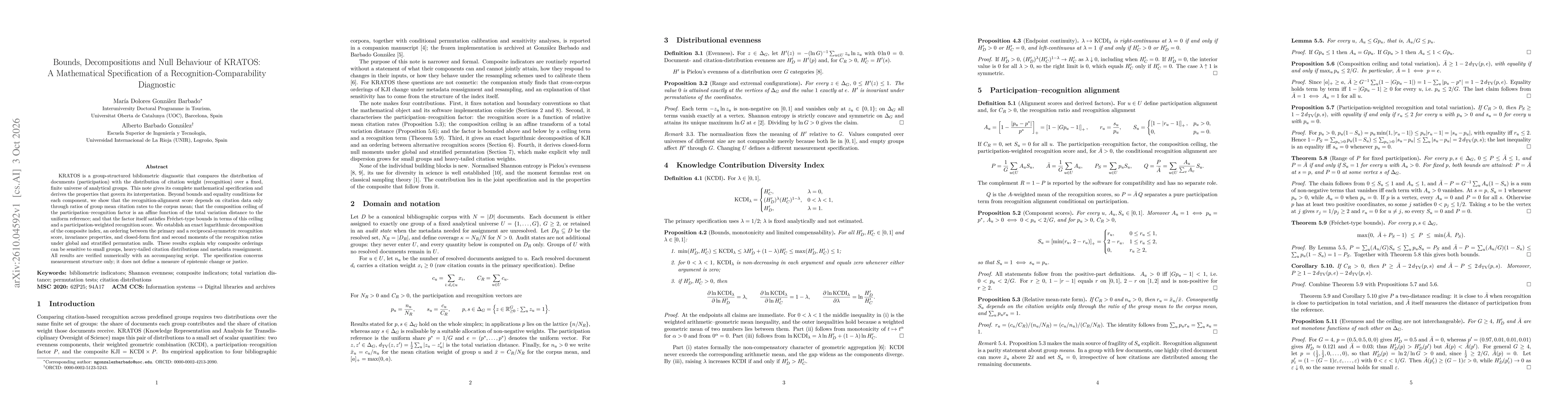 Thumbnail for Bounds, Decompositions and Null Behaviour of KRATOS: A Mathematical Specification of a Recognition-Comparability Diagnostic