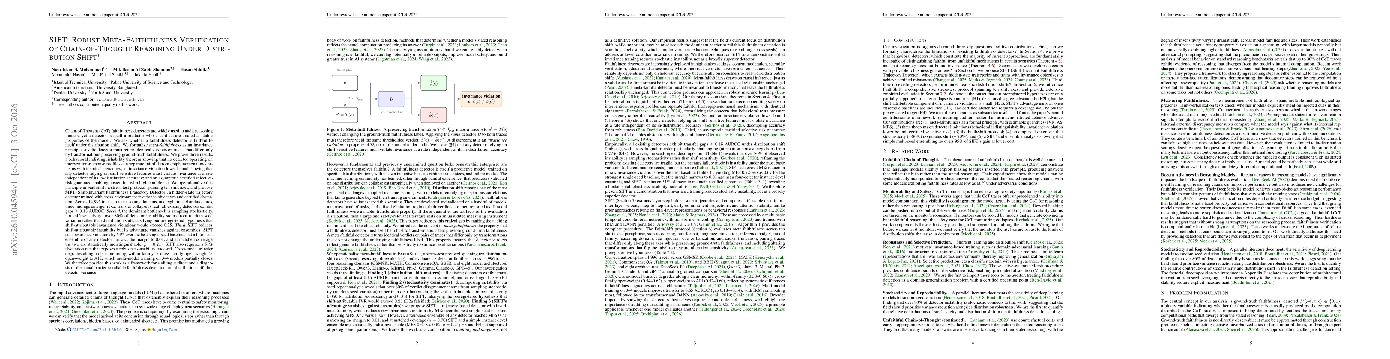 Thumbnail for SIFT: Robust Meta-Faithfulness Verification of Chain-of-Thought Reasoning Under Distribution Shift