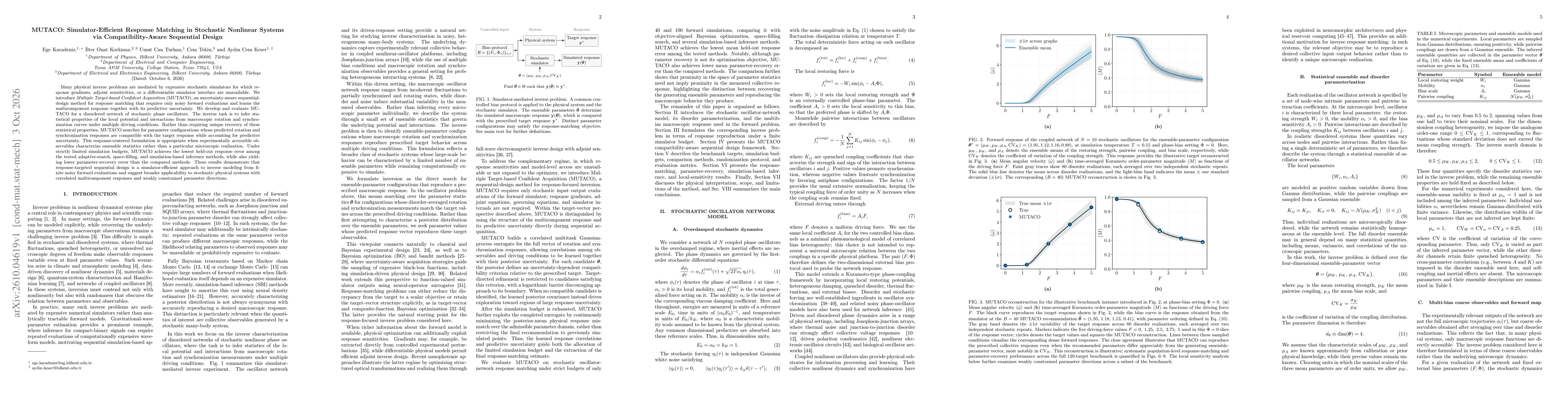 Thumbnail for MUTACO: Simulator-Efficient Response Matching in Stochastic Nonlinear Systems via Compatibility-Aware Sequential Design