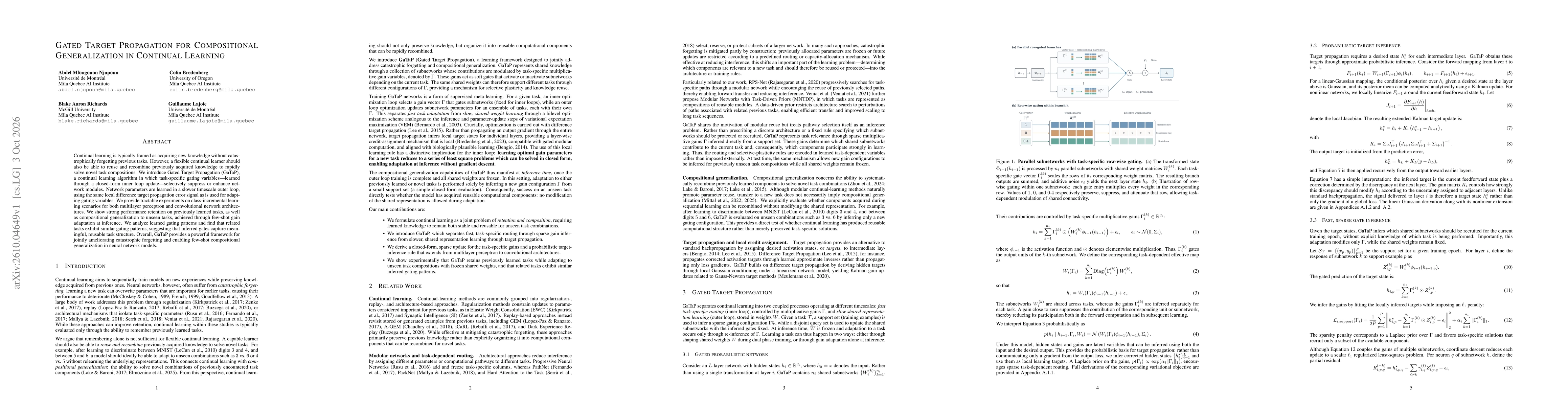Thumbnail for Gated Target Propagation for Compositional Generalization in Continual Learning