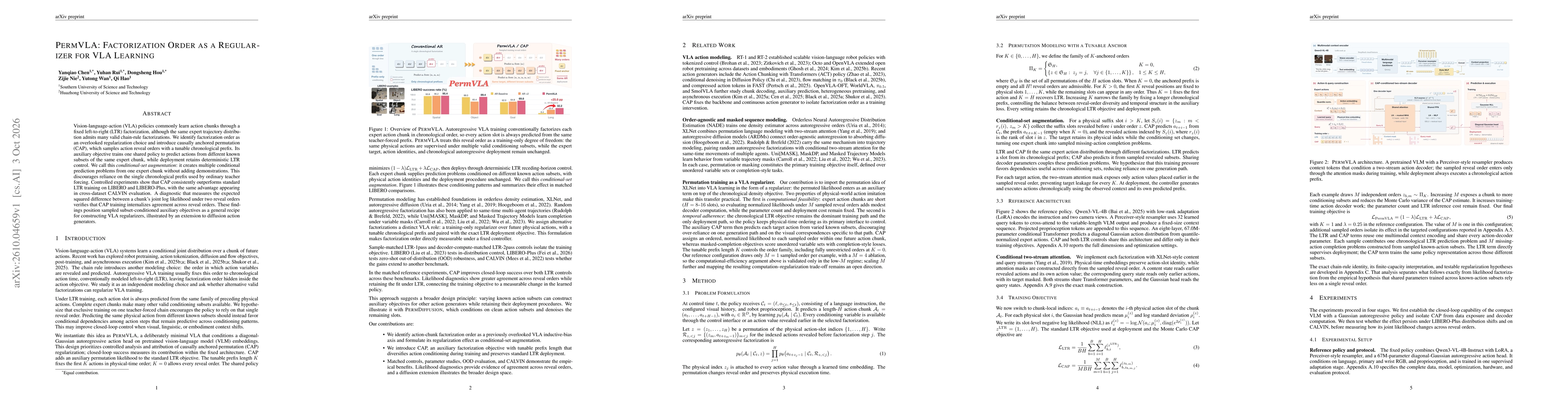 Thumbnail for PermVLA: Factorization Order as a Regularizer for VLA Learning