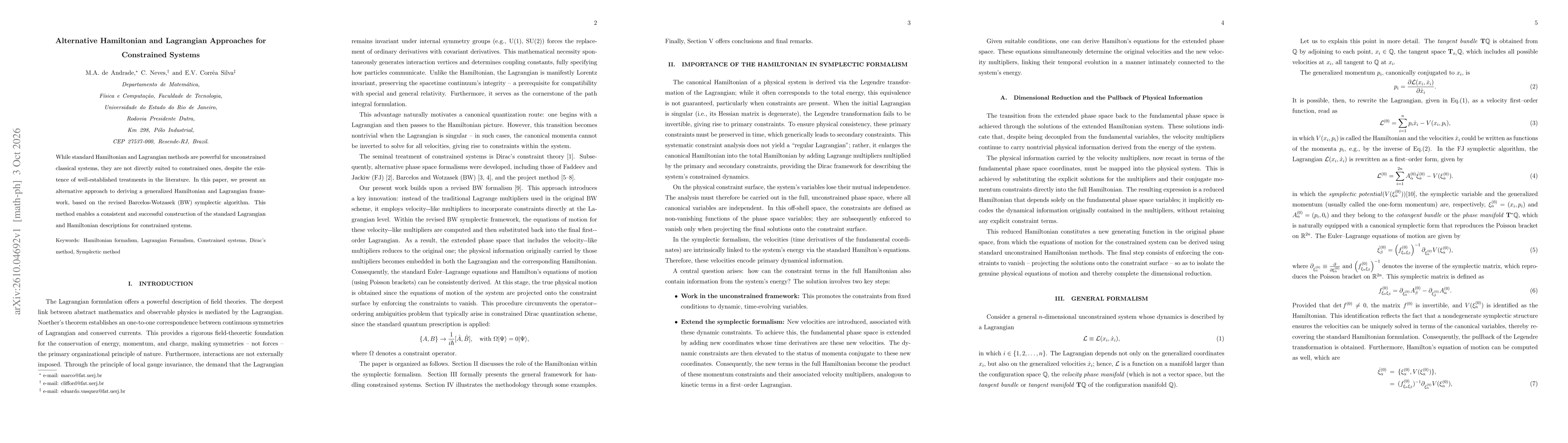 Thumbnail for Alternative Hamiltonian and Lagrangian Approaches for Constrained Systems