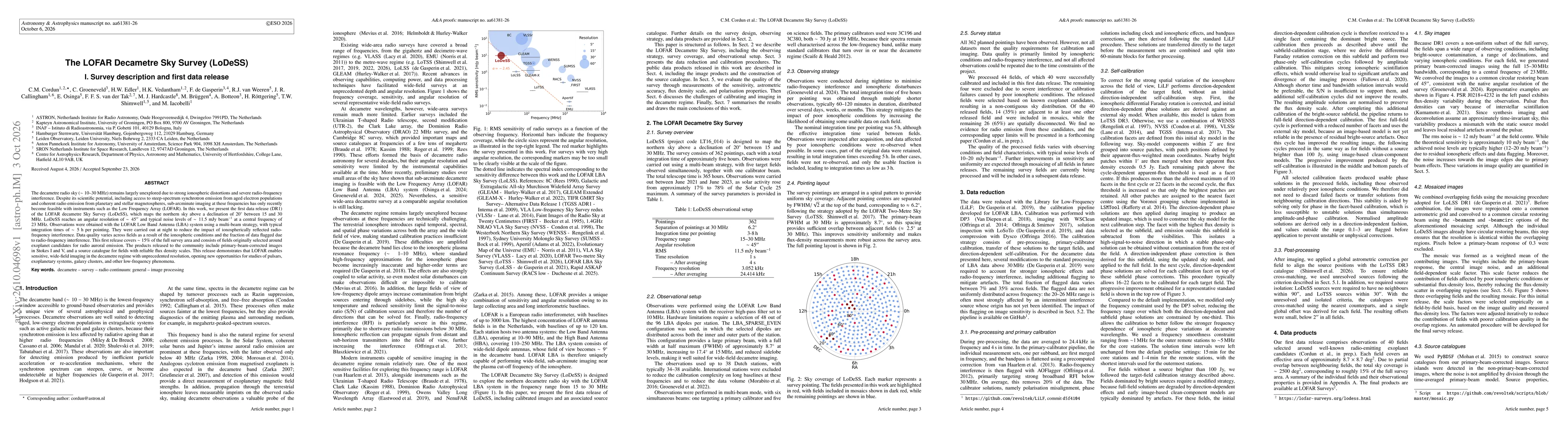 Thumbnail for The LOFAR Decametre Sky Survey (LoDeSS) I. Survey description and first data release