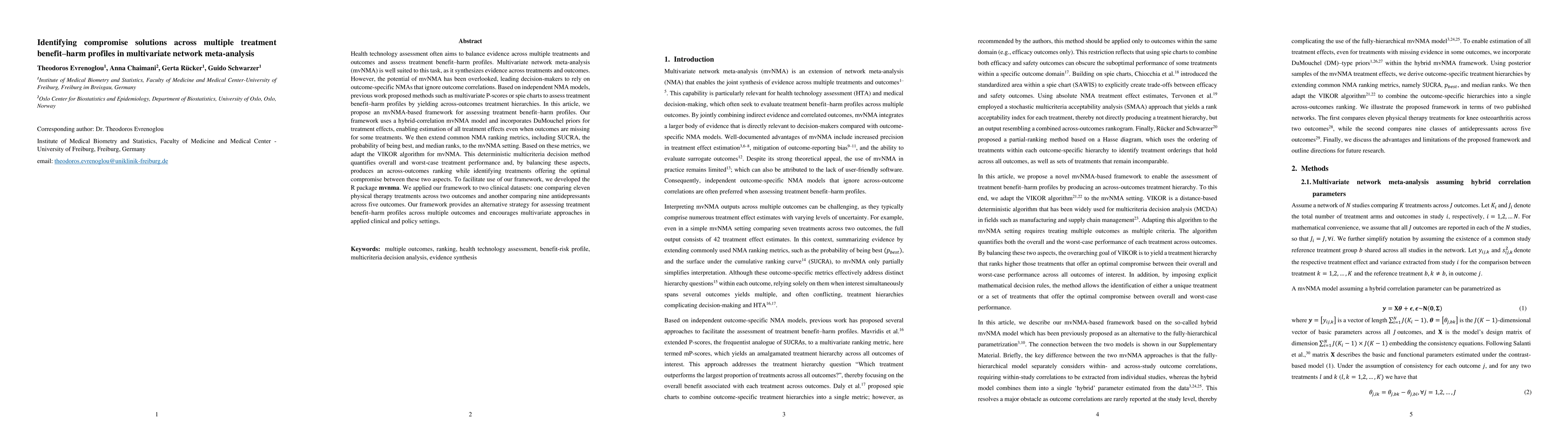 Thumbnail for Identifying compromise solutions across multiple treatment benefit-harm profiles in multivariate network meta-analysis