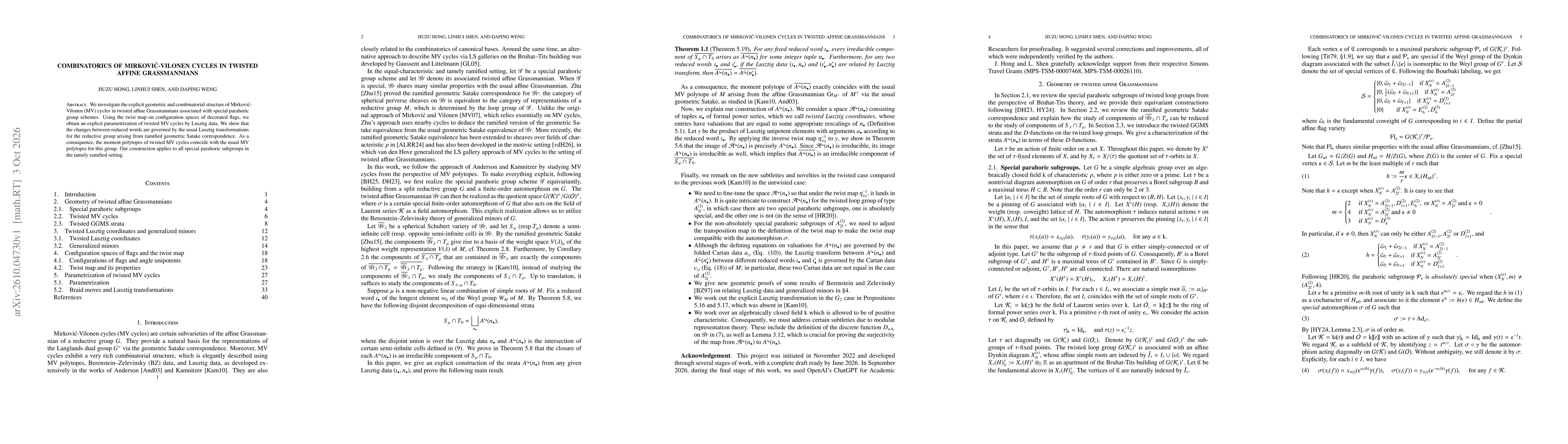 Thumbnail for Combinatorics of Mirković-Vilonen cycles in twisted affine Grassmannians