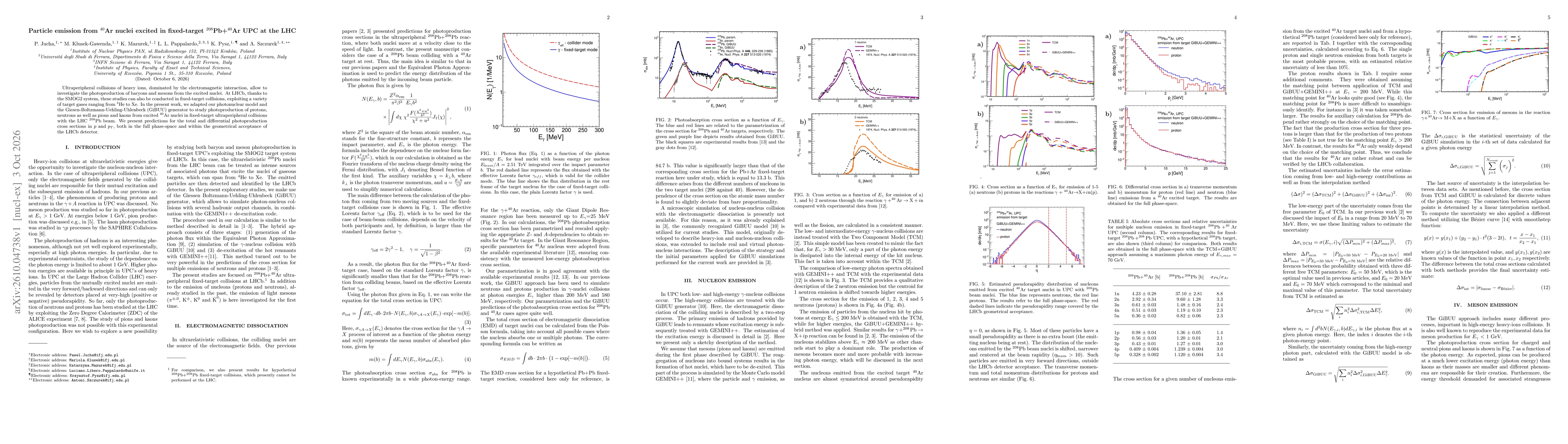 Thumbnail for Particle emission from $^{40}$Ar nuclei excited in fixed-target $^{208}$Pb+$^{40}$Ar UPC at the LH