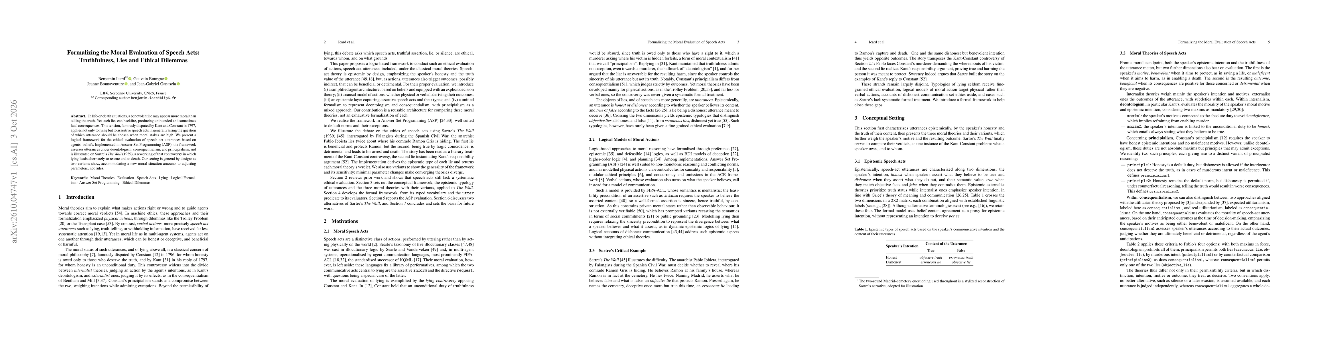 Thumbnail for Formalizing the Moral Evaluation of Speech Acts: Truthfulness, Lies and Ethical Dilemmas