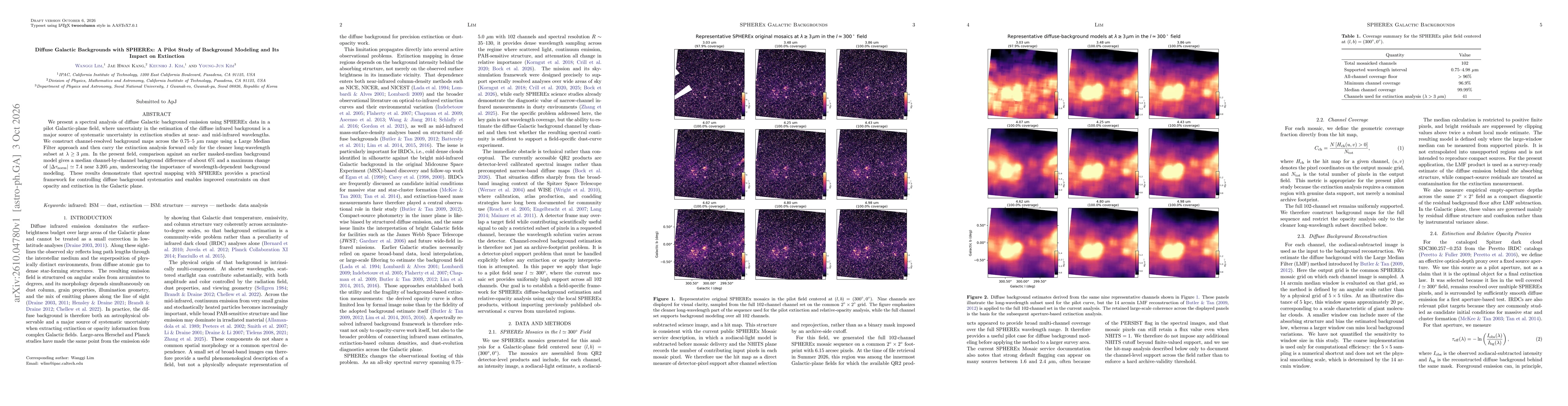 Thumbnail for Diffuse Galactic Backgrounds with SPHEREx: A Pilot Study of Background Modeling and Its Impact on Extinction