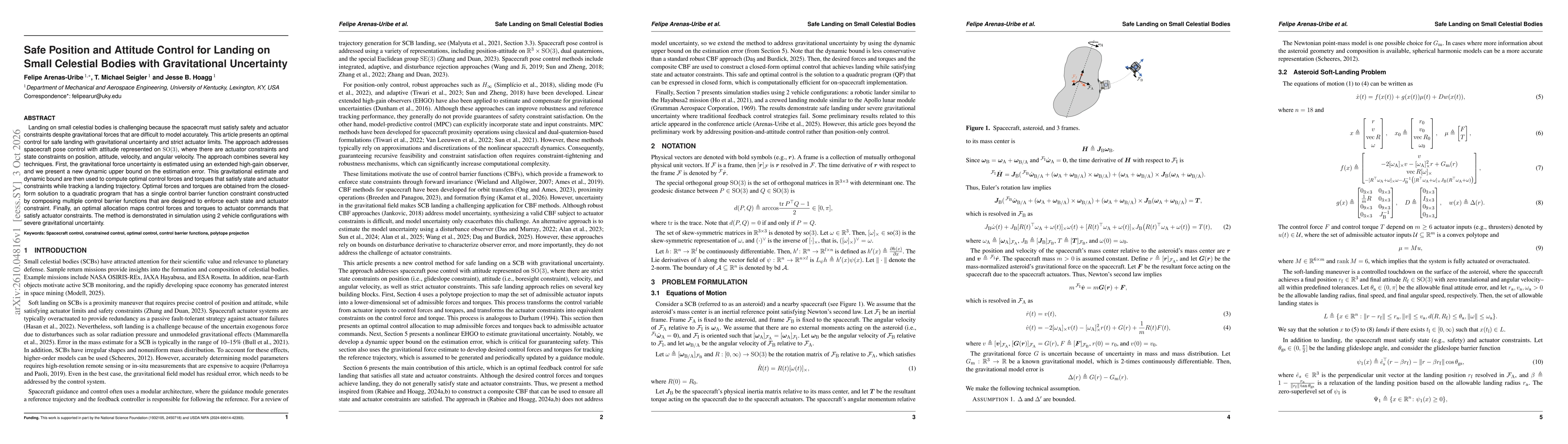Thumbnail for Safe Position and Attitude Control for Landing on Small Celestial Bodies with Gravitational Uncertainty