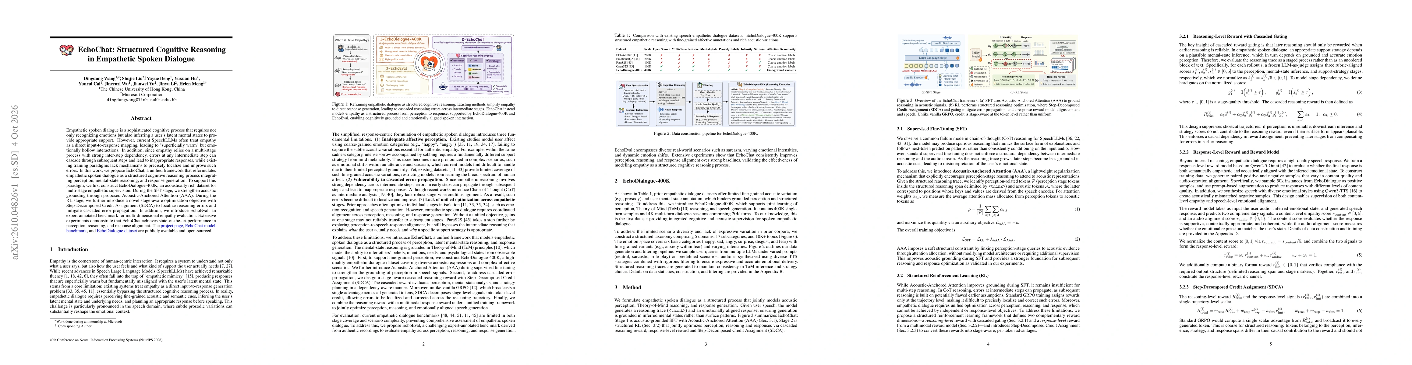 Thumbnail for EchoChat: Structured Cognitive Reasoning in Empathetic Spoken Dialogue