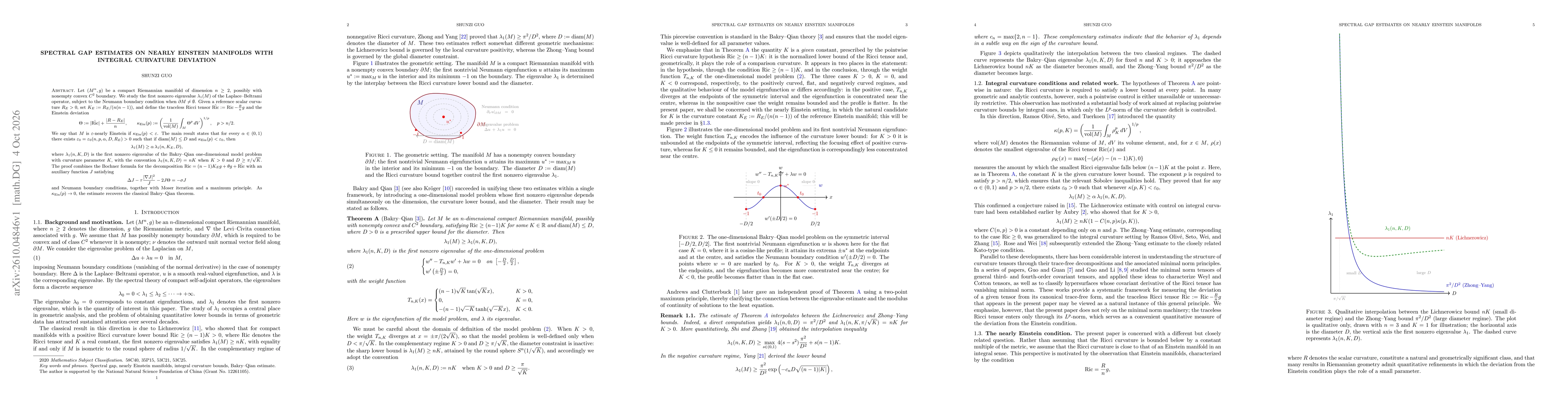 Thumbnail for Spectral Gap Estimates on Nearly Einstein Manifolds with Integral Curvature Deviation