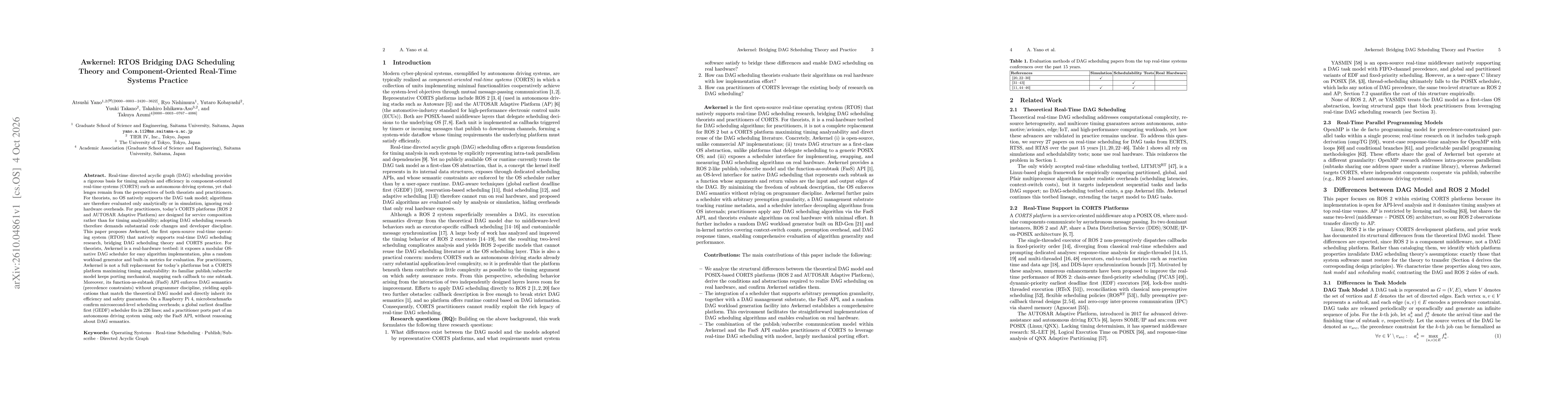Thumbnail for Awkernel: RTOS Bridging DAG Scheduling Theory and Component-Oriented Real-Time Systems Practice