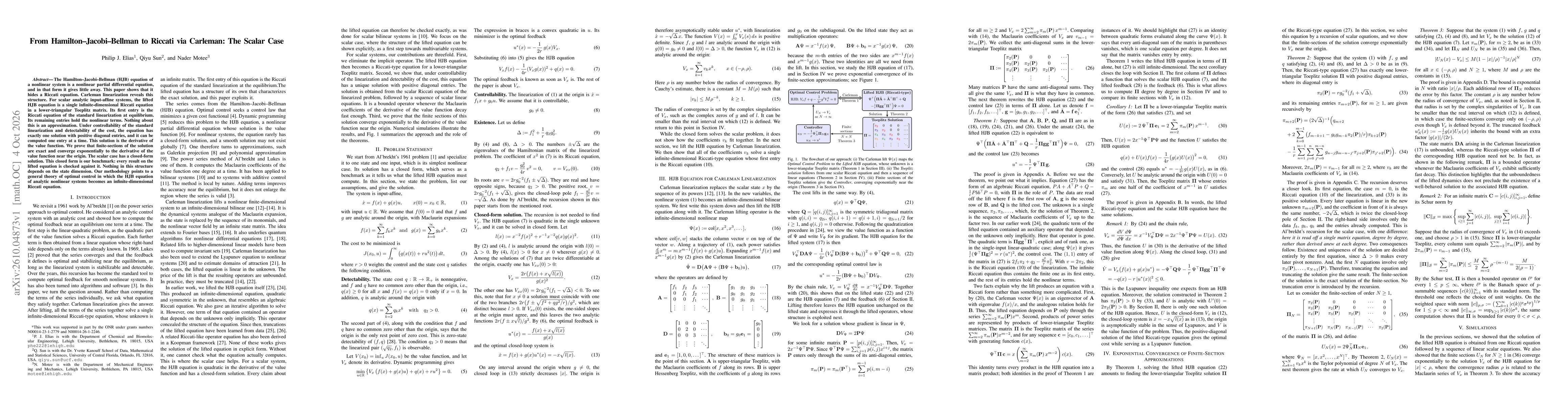 Thumbnail for From Hamilton-Jacobi-Bellman to Riccati via Carleman: The Scalar Case