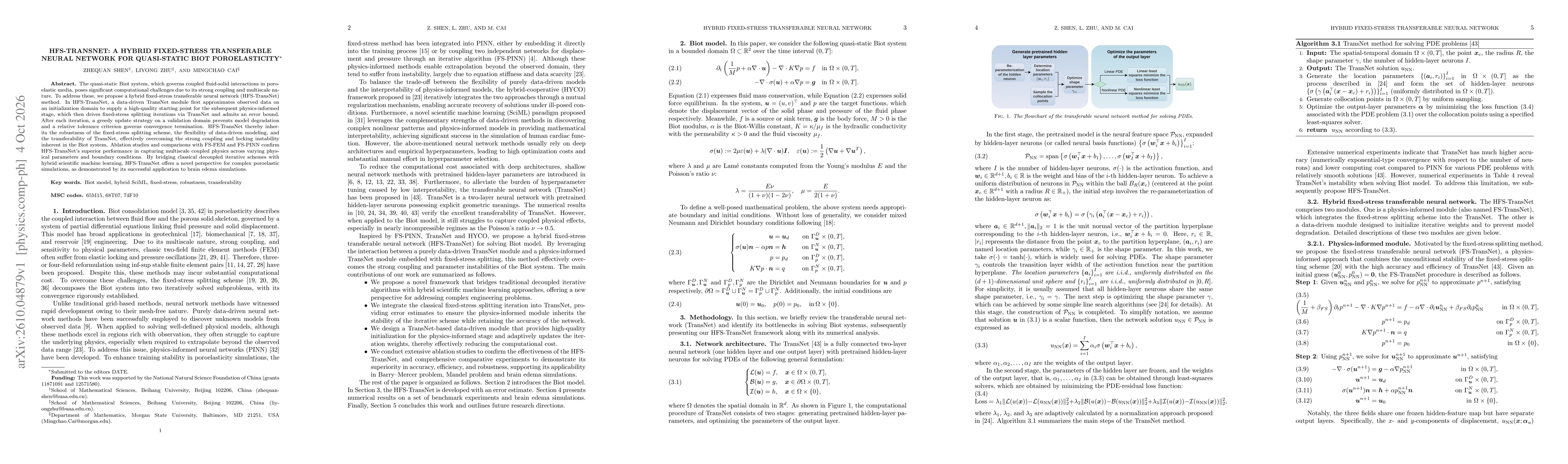 Thumbnail for HFS-TransNet: A Hybrid Fixed-Stress Transferable Neural Network for Quasi-Static Biot Poroelasticity