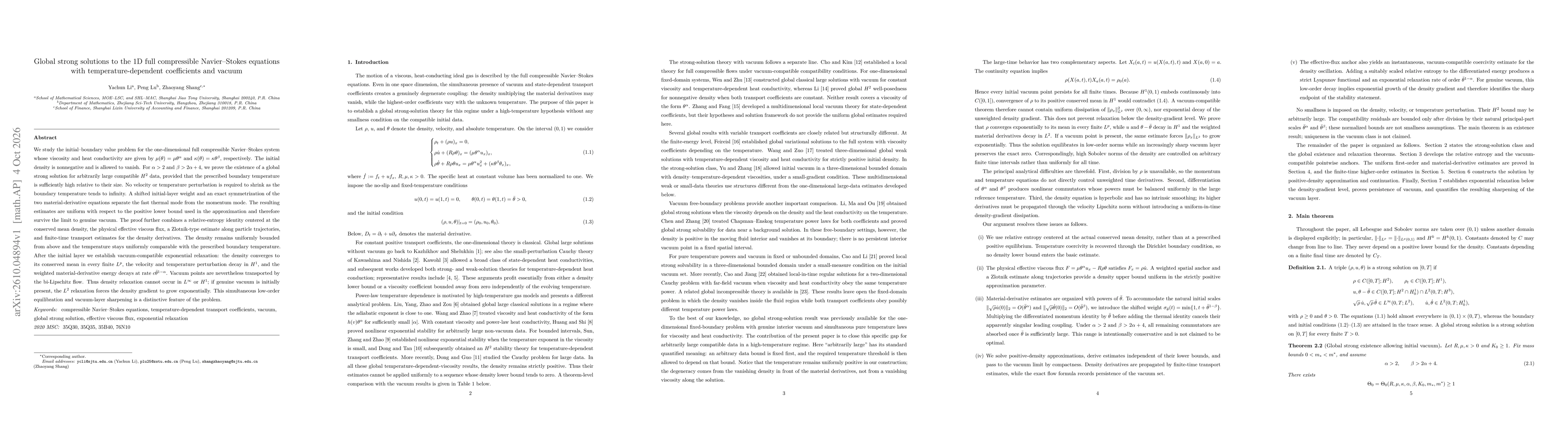 Thumbnail for Global strong solutions to the 1D full compressible Navier--Stokes equations with temperature-dependent coefficients and vacuum