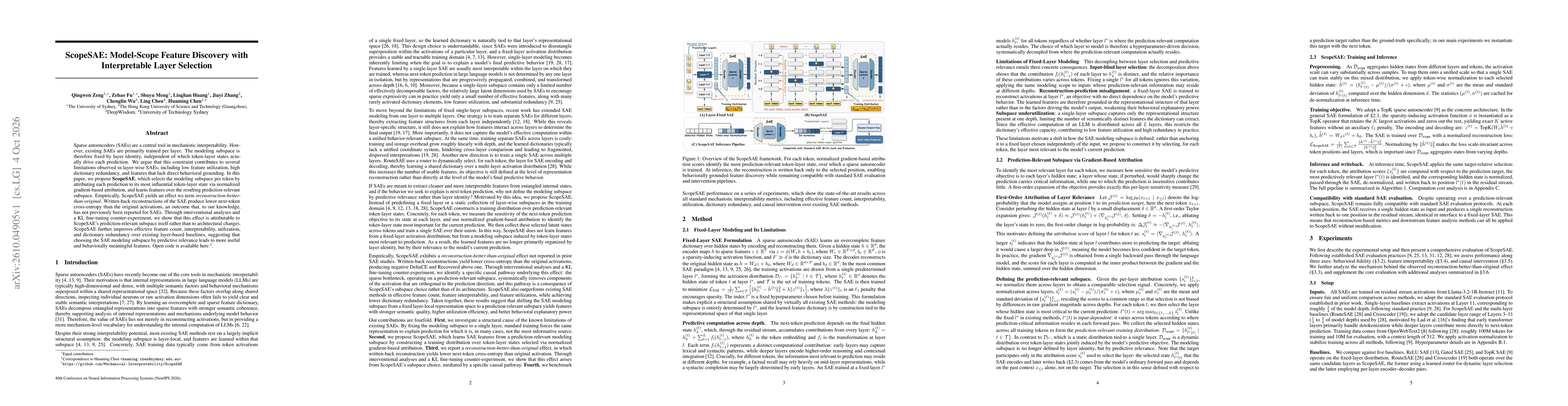 Thumbnail for ScopeSAE: Model-Scope Feature Discovery with Interpretable Layer Selection