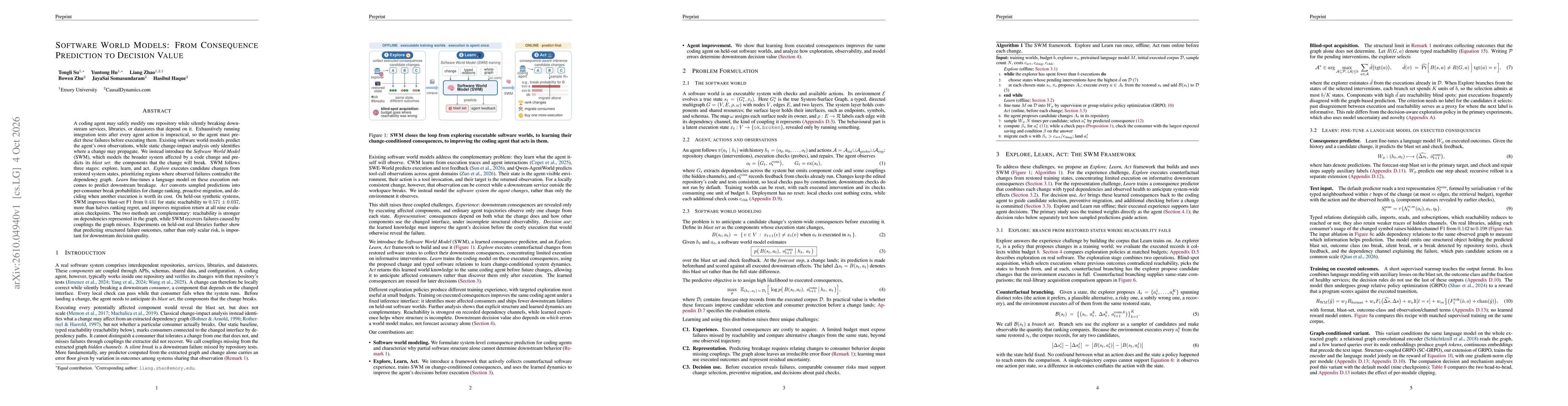 Thumbnail for Software World Models: From Consequence Prediction to Decision Value