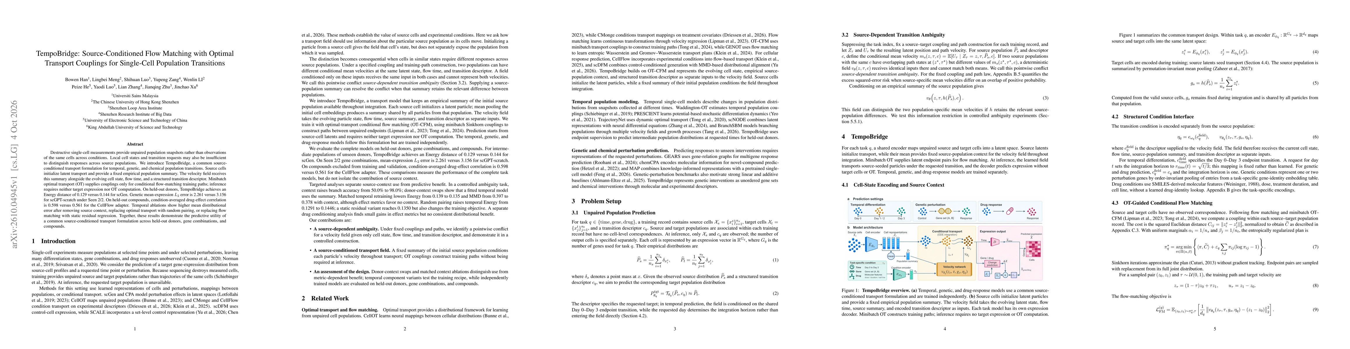 Thumbnail for TempoBridge: Source-Conditioned Flow Matching with Optimal Transport Couplings for Single-Cell Population Transitions