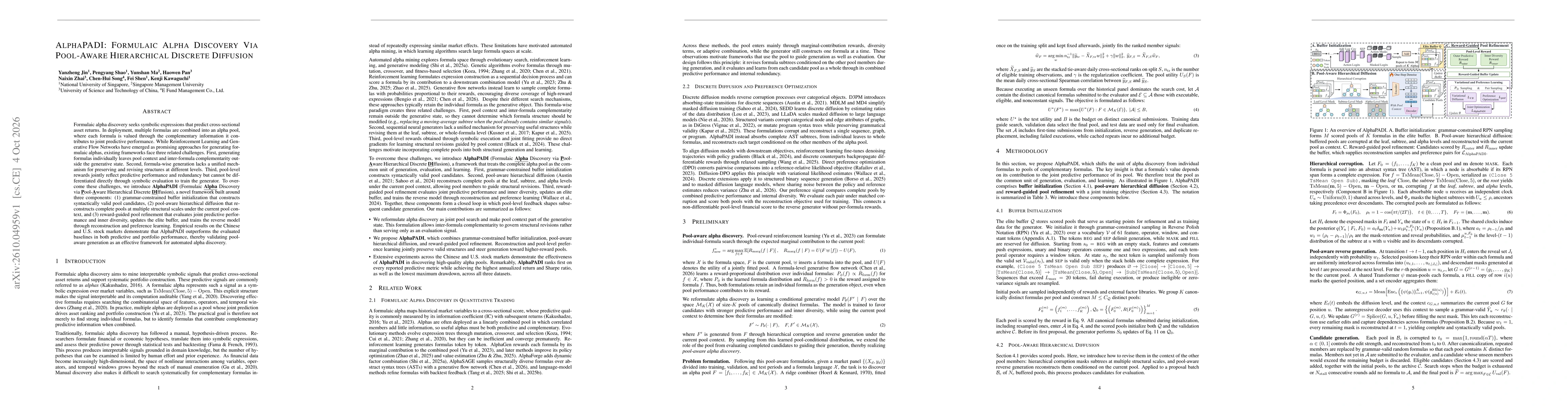 Thumbnail for AlphaPADI: Formulaic Alpha Discovery via Pool-Aware Hierarchical Discrete Diffusion