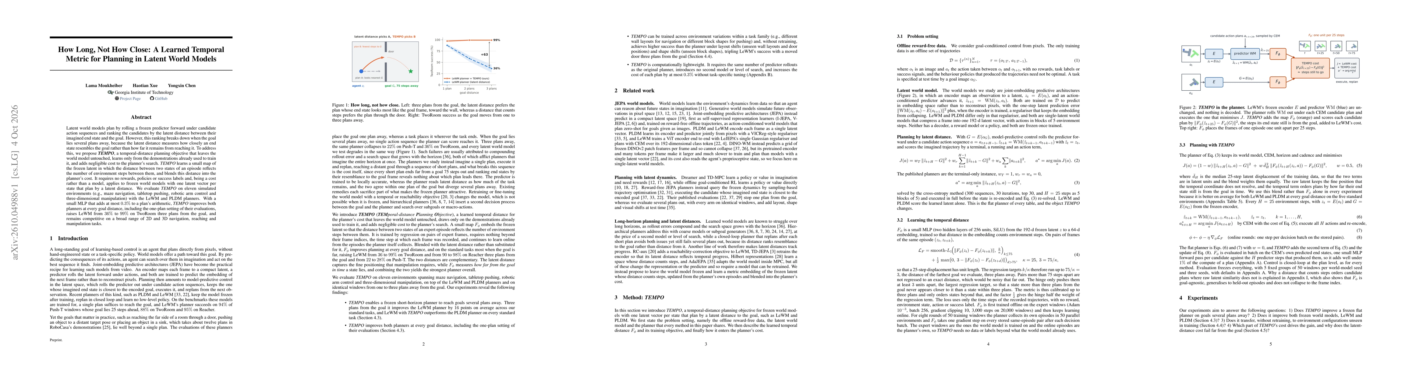 Thumbnail for How Long, Not How Close: A Learned Temporal Metric for Planning in Latent World Models
