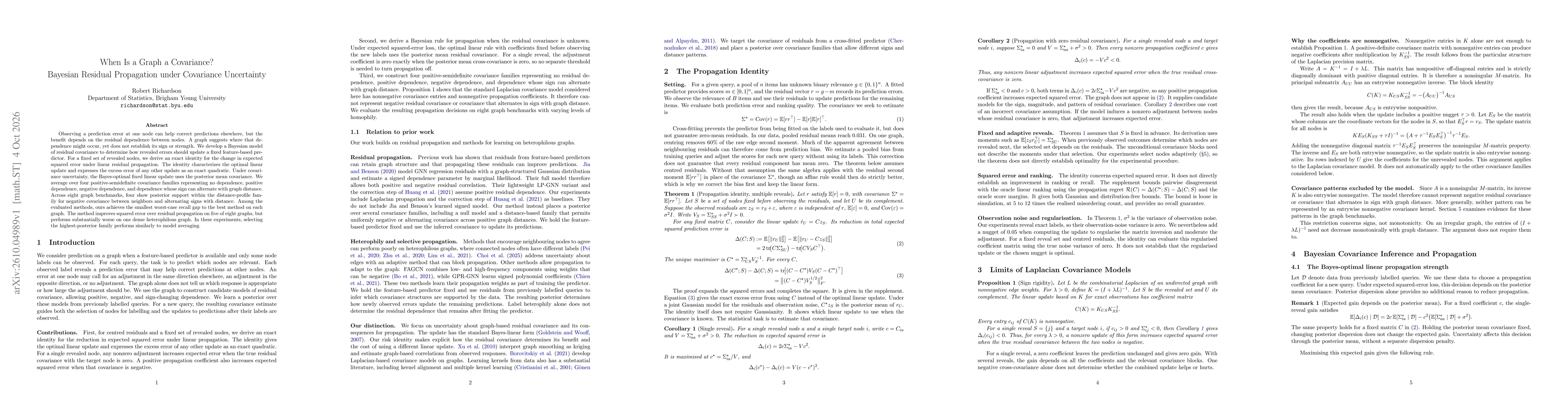 Thumbnail for When Is a Graph a Covariance? Bayesian Residual Propagation under Covariance Uncertainty