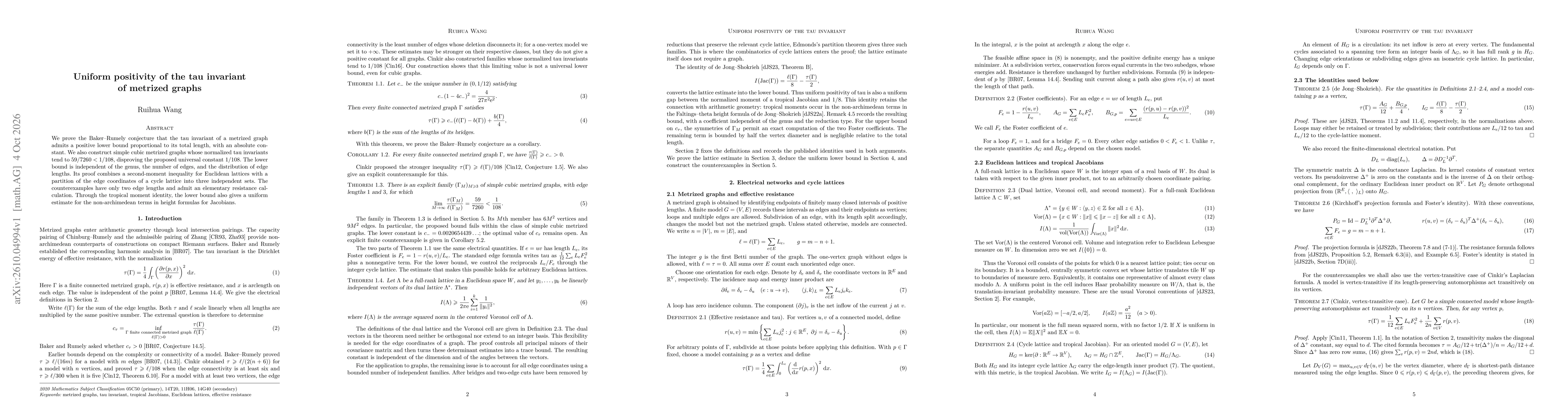 Thumbnail for Uniform positivity of the tau invariant