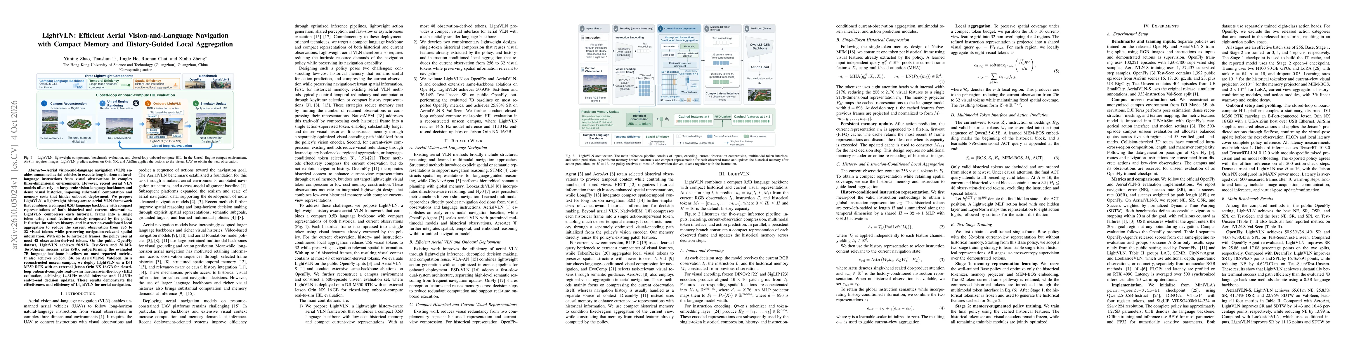 Thumbnail for LightVLN: Efficient Aerial Vision-and-Language Navigation with Compact Memory and History-Guided Local Aggregation