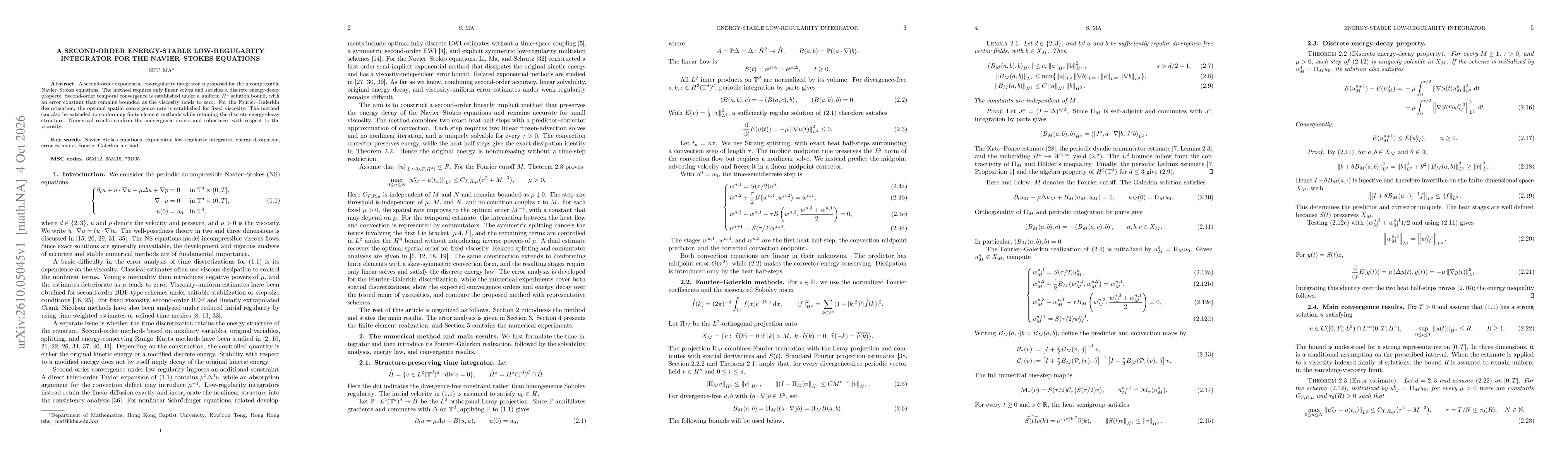 Thumbnail for A second-order energy-stable low-regularity integrator for the Navier--Stokes equations