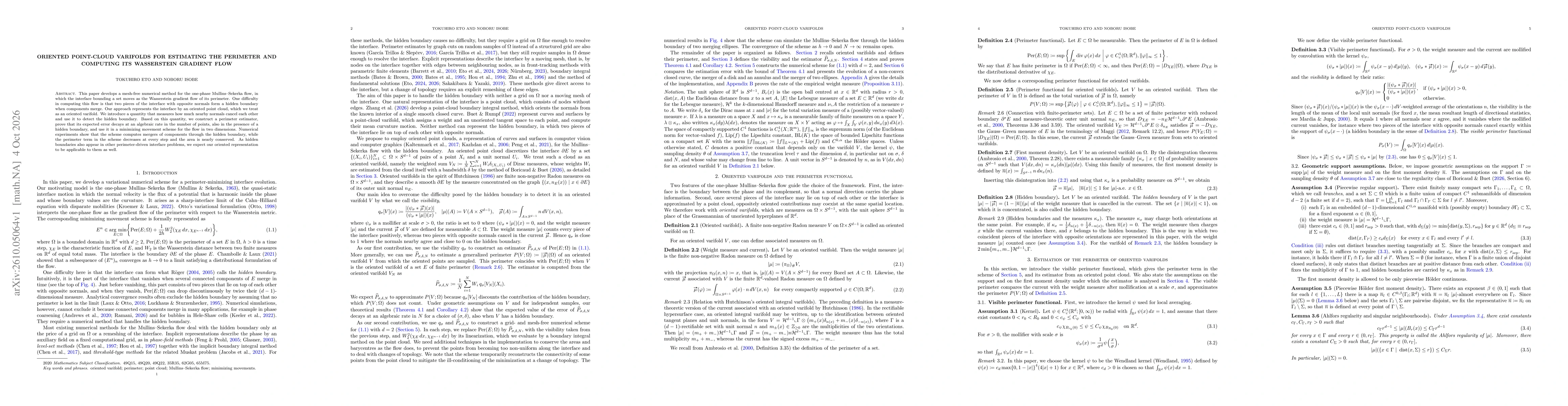 Thumbnail for Oriented point-cloud varifolds for estimating the perimeter and computing its Wasserstein gradient flow