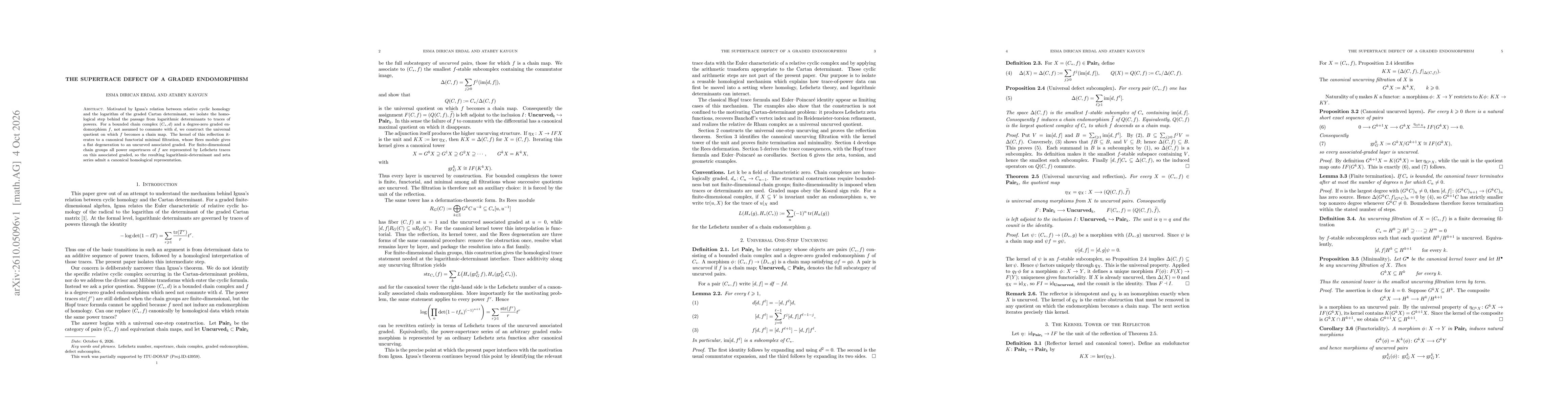 Thumbnail for The Supertrace Defect of a Graded Endomorphism