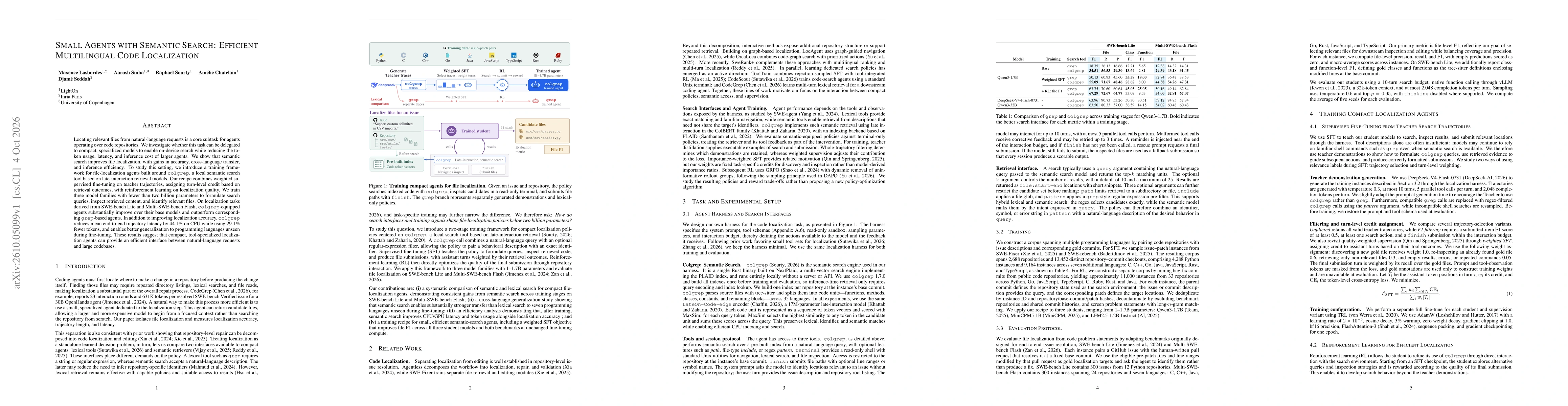 Thumbnail for Small Agents with Semantic Search: Efficient Multilingual Code Localization