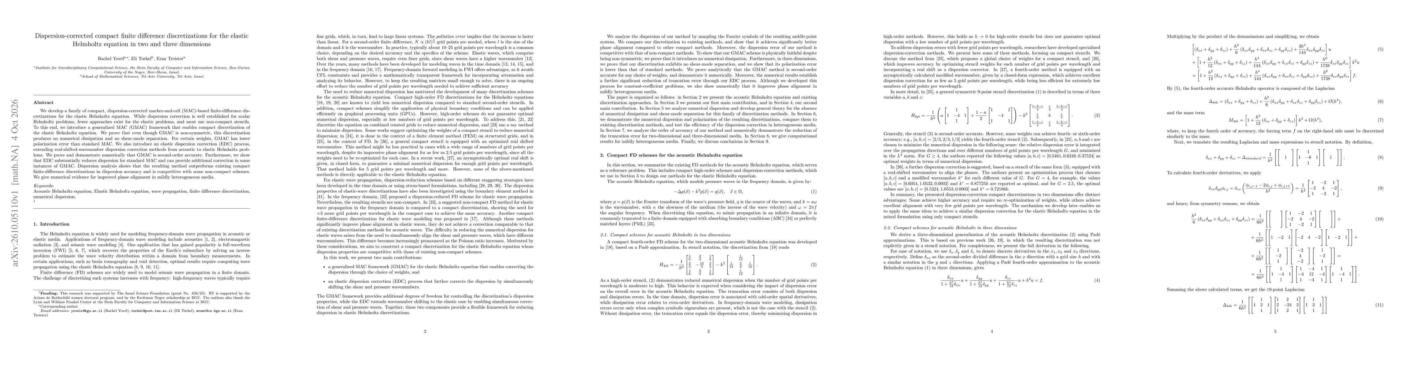 Thumbnail for Dispersion-corrected compact finite difference discretizations for the elastic Helmholtz equation in two and three dimensions