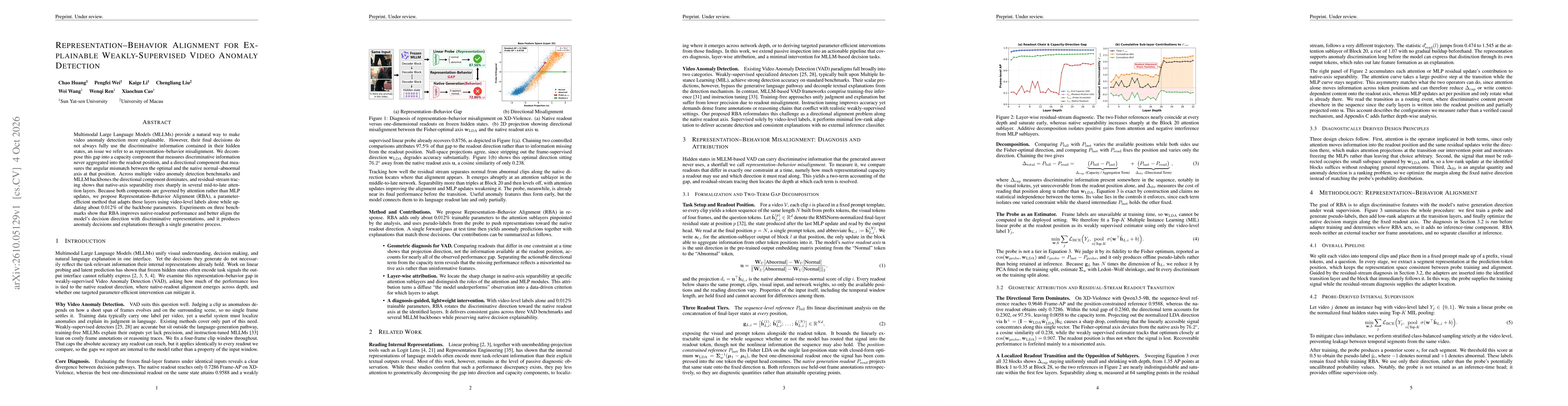 Thumbnail for Representation--Behavior Alignment for Explainable Weakly-Supervised Video Anomaly Detection