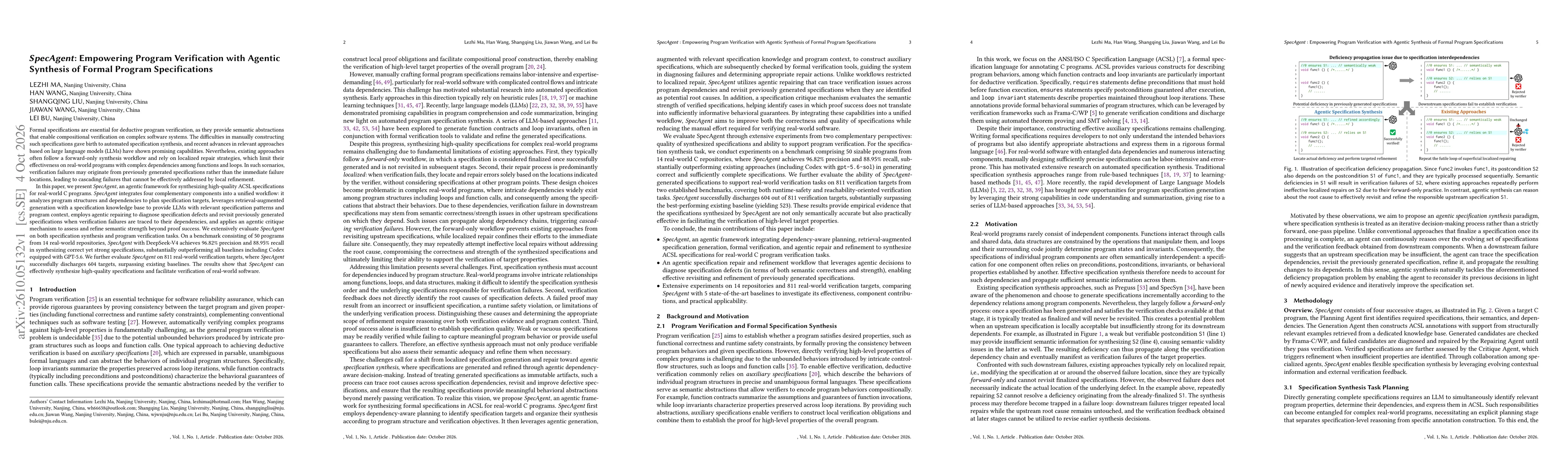 Thumbnail for SpecAgent: Empowering Program Verification with Agentic Synthesis of Formal Program Specifications